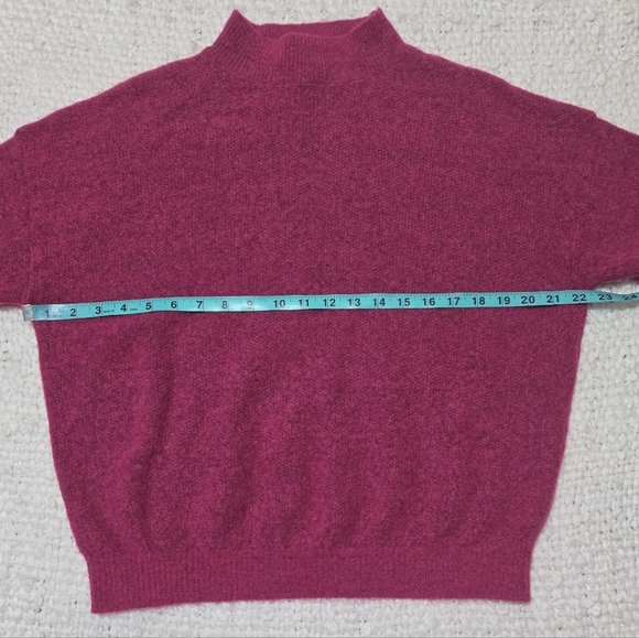 Lineamaglia Magenta Pink Mock Neck Sweater Balloon Sleeve Knit Pullover Large - Picture 10 of 11